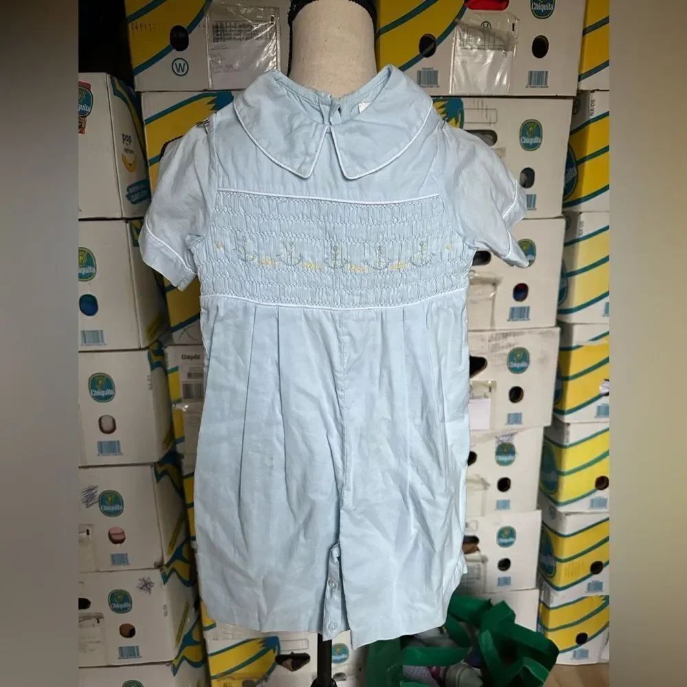 Strasburg  Light Blue Baby Romper